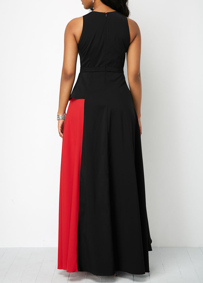 Sleeveless Round Neck Front Slit Maxi Dress