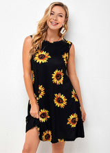 Tribal Print Wide Strap A Line Dress