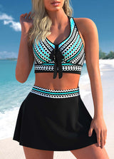 Polka Dot High Waisted Cyan Bikini Set