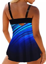 Wide Strap Ombre Blue Swimdress Top