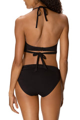 Black Crisscross Ruched High Waisted Swimsuit