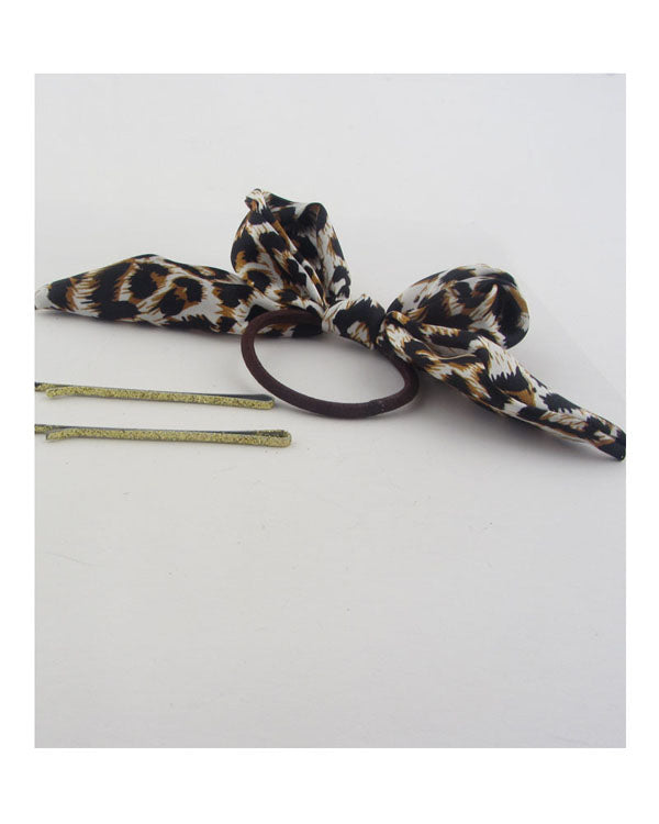 Hair elastic w/animal print bow