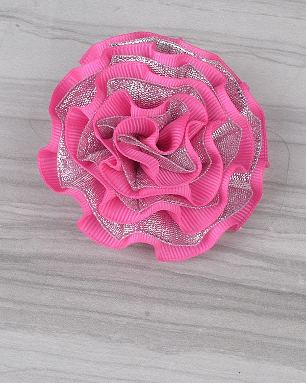 Ruffled Ribbon  Round Hair Clip