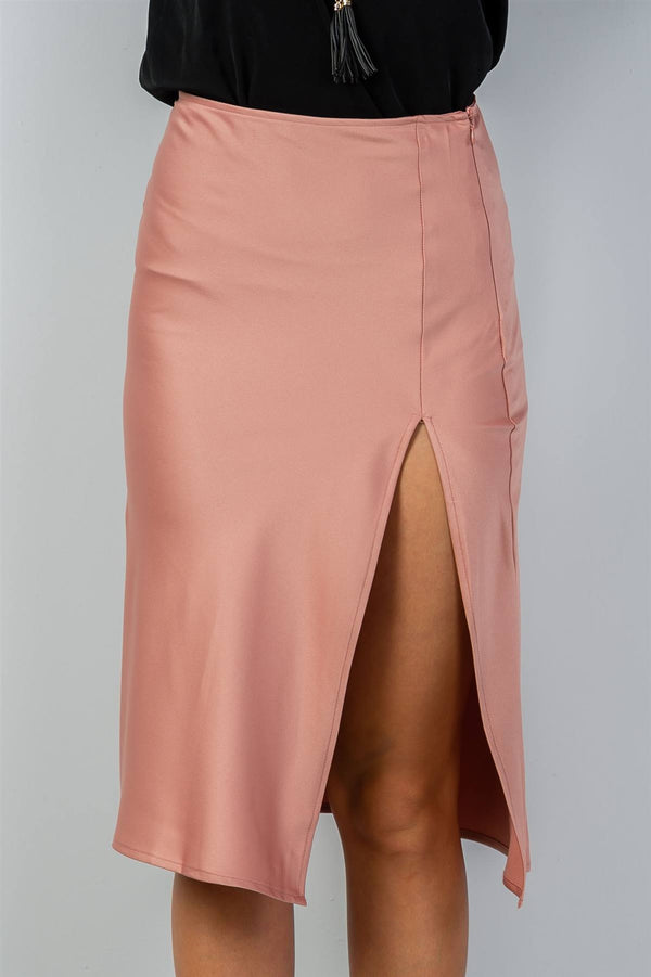 Ladies fashion side slit midi skirt