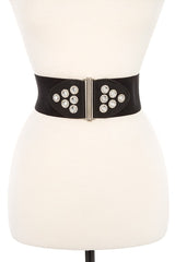 Round gem accent stretch belt