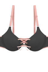 Ladies two tone tie up bra