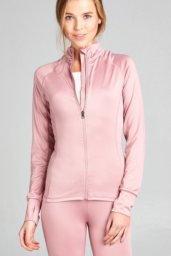 Ladies fashion solid track jacket