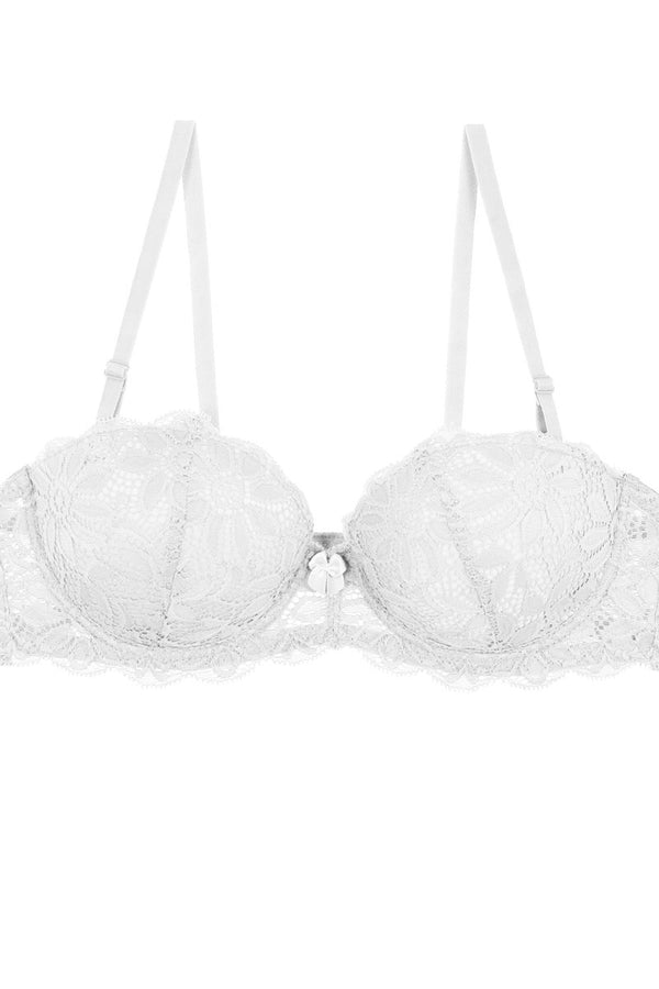 Ladies fashion floral lace overlay demi bra w/underwire