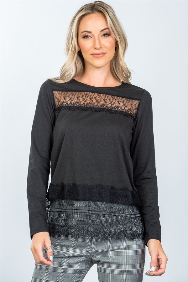 Boho lace-panel and hem top