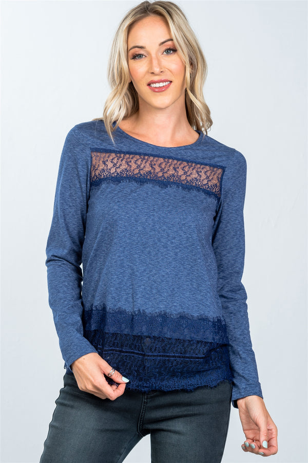 Boho lace-panel and hem top