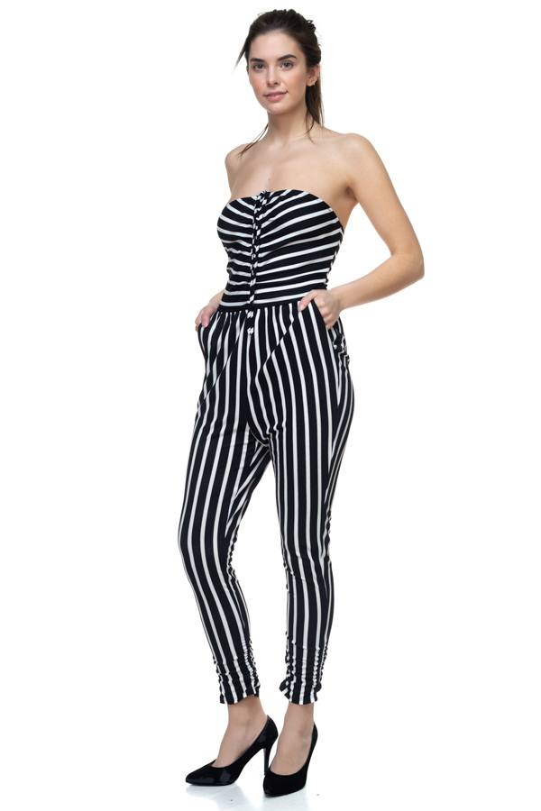 Stripe Tube Top Jumpsuit