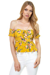 Floral Off Shoulder Crop Top