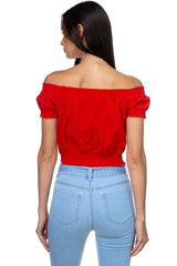 Off Shoulder Embroidered Crop Top