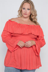 Plus Size Off-the-shoulder Flounce Top