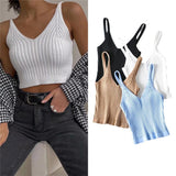 Crop Tops Knit Halter Tank Top