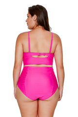 Rosy Strappy Neck Detail High Waist Swimsuit