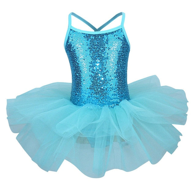 Sequined Flower Ballet Leotard Tutu Dress