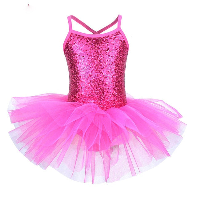 Sequined Flower Ballet Leotard Tutu Dress