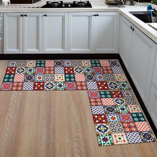 Hallway Geometric Bath & Kitchen Mat