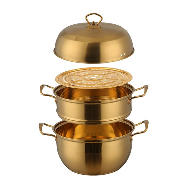 3 layers Stainless Steel Cookware Steamer Pot