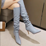 Heels Pointed Toe Knee Boots