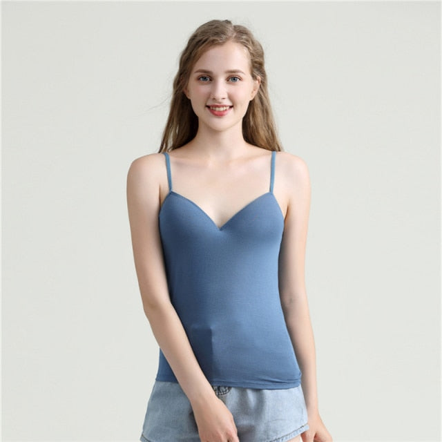 Modal Spaghetti Solid Cami Vest Tank Top