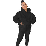 2020 Winter Two Piece Set Women Fleece Long Sleeve Top Hoodie Sweatshirts Sweatpants Pants Jogging Femme Hoodies Tracksuits