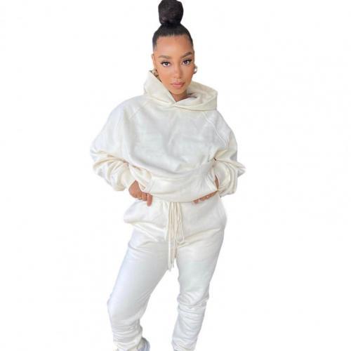 2020 Winter Two Piece Set Women Fleece Long Sleeve Top Hoodie Sweatshirts Sweatpants Pants Jogging Femme Hoodies Tracksuits