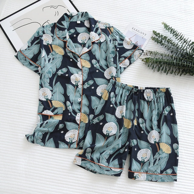 summer women's large floral print pajamas