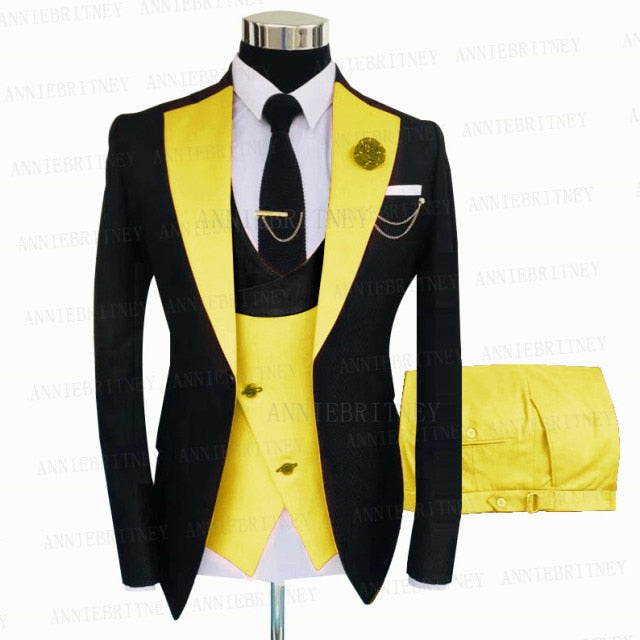 Vest Pants Slim Fit 3 Piece Custom Suit