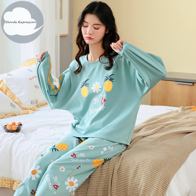 Spring Autumn Women's Pajama Set