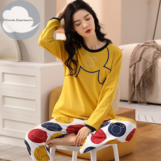 Spring Autumn Women's Pajama Set