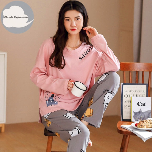 Spring Autumn Women's Pajama Set