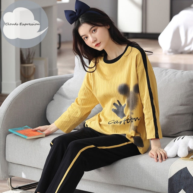 Spring Autumn Women's Pajama Set