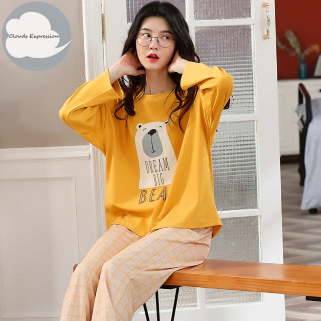 Spring Autumn Women's Pajama Set