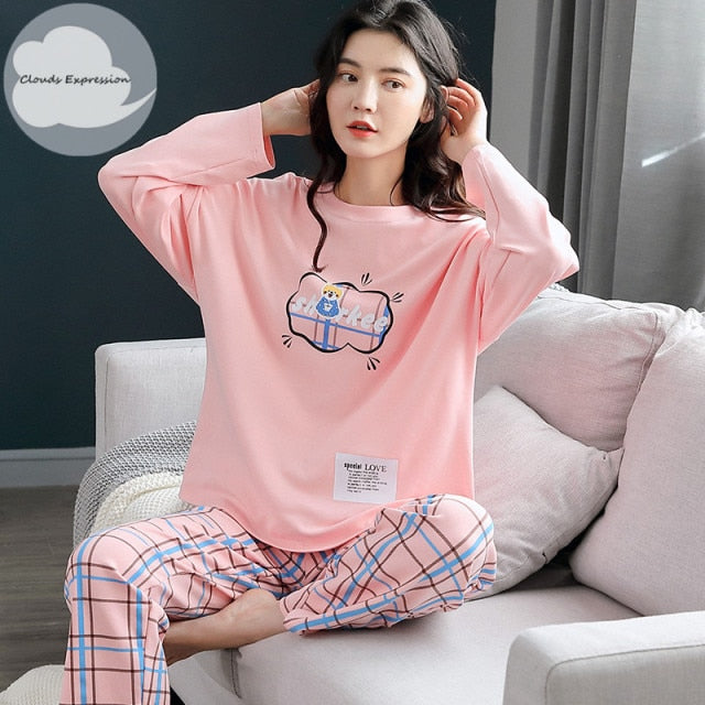 Spring Autumn Women's Pajama Set