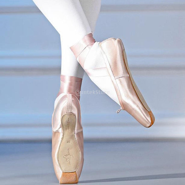 Girls Ballet Pointe Shoes Professional Soft Satin