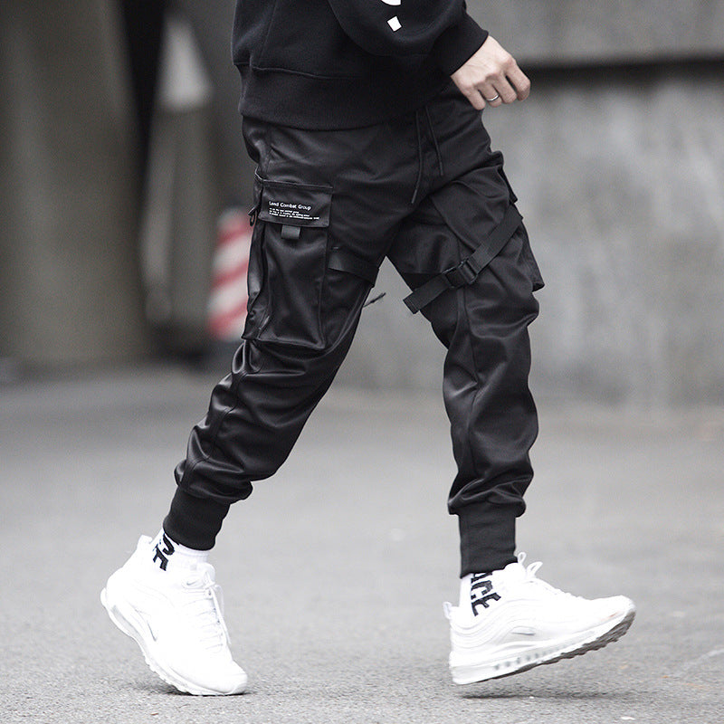 Men Ribbons Streetwear Cargo Pants