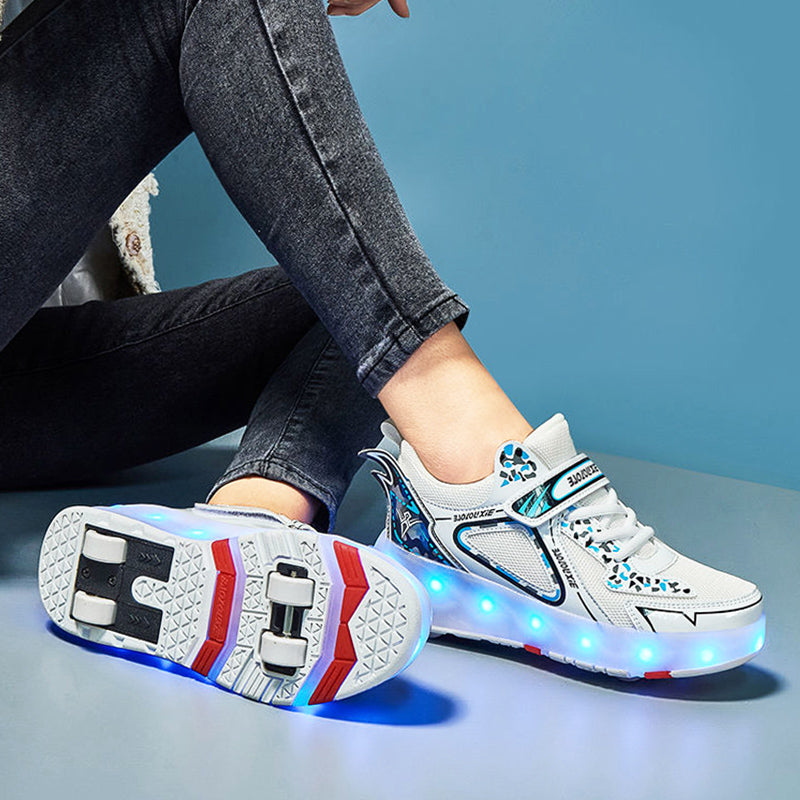 Roller Skates Four Wheels Children Shoes 2022 Fashion Girls Boys Kids Baby Led Light Sport Casual Boot Running Skating Sneaker